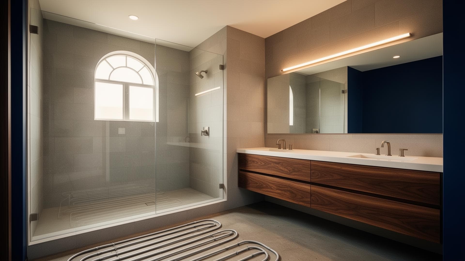 Modern primary bathroom remodel by CLIQBUILT — premium home remodeling in New Jersey