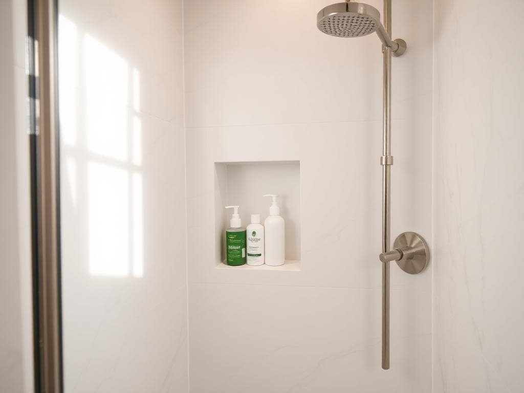 Solid surface from floor to ceiling.