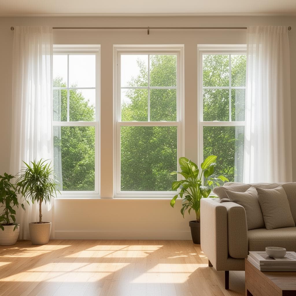 New vinyl replacement windows installed on a residential home